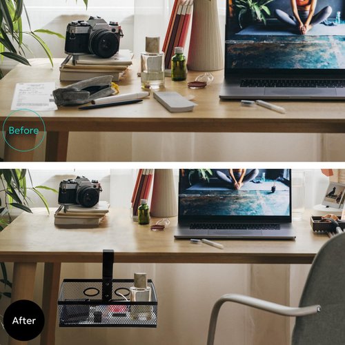 Pulchrum Under Desk Storage Organizer, Clamp-on Swivel Alloy Steel Drawer Hidden Desktop Drawer Basket, Desk Mount Tray Easy to Install/Firmly Clamped/High capacity/Suitable for Multiple Scenes