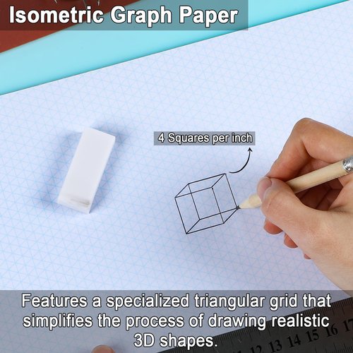 2 Pack 100 Sheets 11" x 17" Isometric Graph Paper Pad Landscape for 3D Designs Architecture Landscaping Engineering Drafting (Landscape)