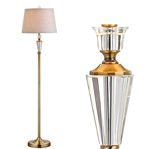 JONATHAN Y JYL2029A Harper 61" Crystal/Metal LED Floor Lamp Contemporary,Transitional,Traditional for Bedrooms, Living Room, Office, Reading, BrassGold/Clear