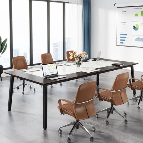 Tribesigns 6.56 FT Conference Table for 8-10 People, 78.74-Inch Large Meeting Table with Metal Frame, Business Wooden Training Table for Office Conference Room Seminar Room