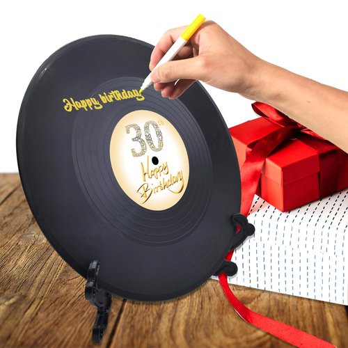 Vinyl Record Sweet 30 Birthday Decorations 11.6"X11.6", 30th birthday decorations Party Favor Sign Poster, 30th Birthday Guest Book Alternative, Great Sweet 30 Gifts for Girls or Boys (30 Years Old)