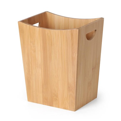 MOOACE Bamboo Trash Can - Decorative 2 Gallon Waste Basket for Bathroom, Office & Kitchen