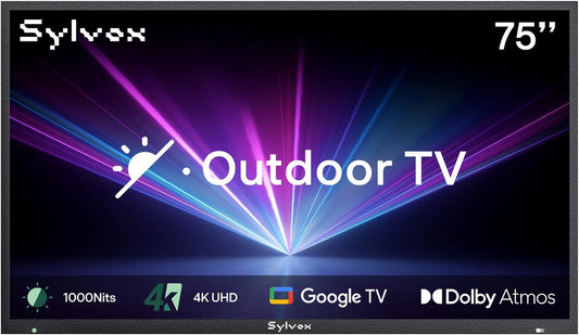 SYLVOX 75” Outdoor Smart TV - Superior Waterproof Performance & Anti-Glare Matte Finish | Dolby Atmos, 1000 Nits