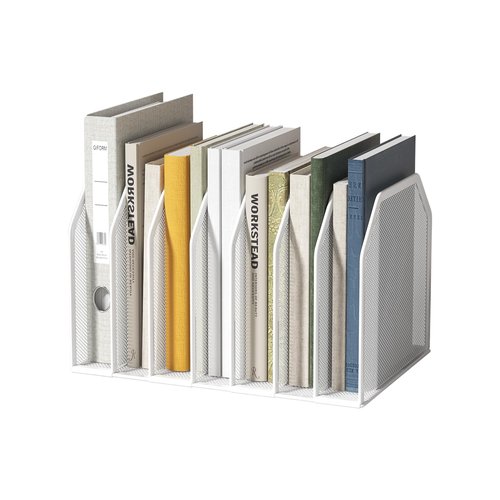 FANXIYQ Vertical File Organizer for Desk - Metal Mesh File Holder with 7 Compartments, File Folder Rack & Document Storage Stand, File Sorter for Office/Home/School Use - 12.8" x 8.5" x 7.9"