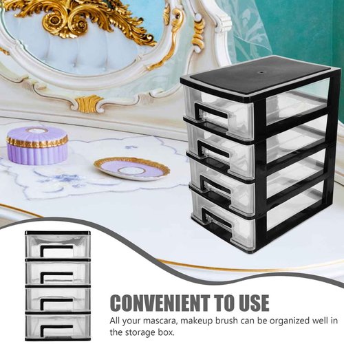 STOBOK Storage Containers, 4 Layers Plastic Storage Containers with Drawers Multifunctional Desktop Storage Box for Home, Office, Sundries Holder Plastic Storage Bins