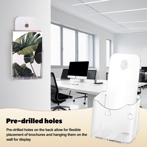Cabaubl Acrylic Brochure Holder 4x9 Inches,4 Pack Plastic Flyer Holder,Clear Display Stand,Clear Literature Holder,Pamphlet Holder Wall Mount Countertop Organizer for Display Flyer, Brochure Booklets