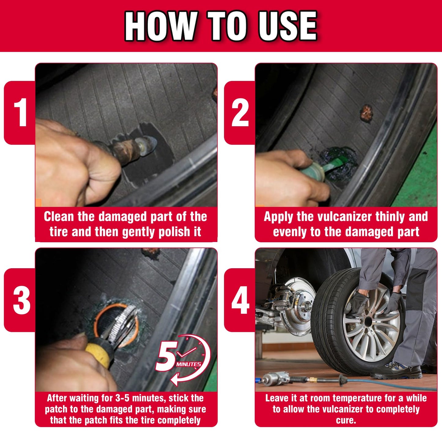 Chemical Vulcanizing Cement, Waterproof Tire Repair Glue 8.5 FL.Oz, Fast Drying Rubber Adhesive with Brush Top, Clear and Durable, Ideal for Car, Motorcycle, Bike