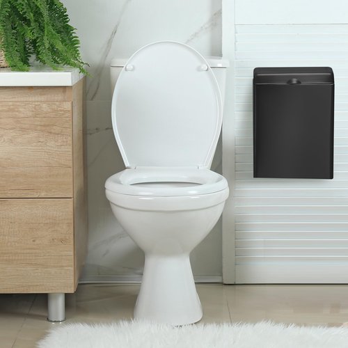Tioncy 2 Pcs Sanitary Napkin Receptacle, Tampon Disposal Bin Wall Mounted Tampon Holder Stainless Steel Sanitary Napkin Disposal Bins for Home Office Public Restrooms Bathroom (Black)