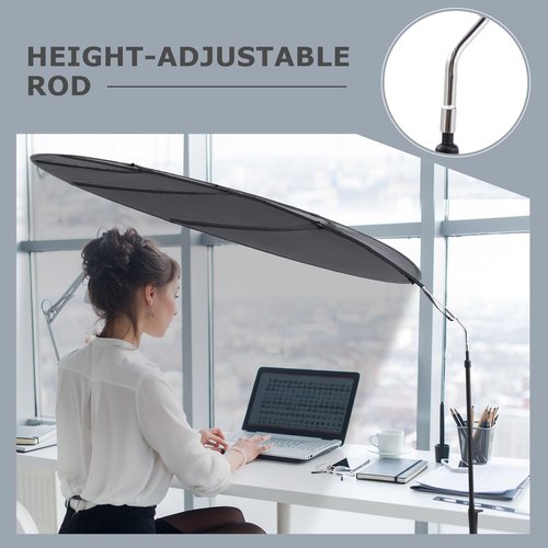 Juexica 51'' Adjustable Office Cubicle and Desk Shade, Large Portable Cubicle Light Shade with Clamp, Foldable Rotatable Canopy Blocks Light or Disturbance for Working Accessories, Black