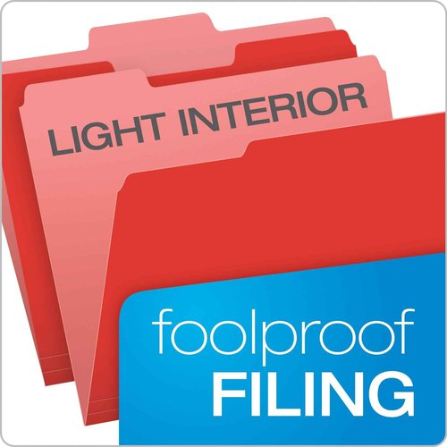 Pendaflex Two-Tone Color File Folders Letter Size Red 152 1/3 and Bright Green 152 1/3, 100 per Box Bundle