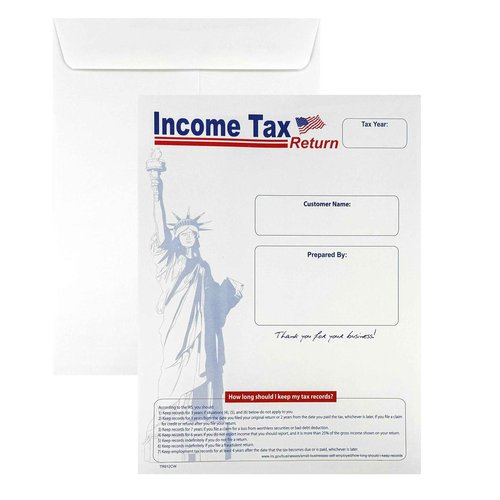 100 Cashier Depot Income Tax Return Envelope for Customers, Catalog Envelopes (Open Side), Premium 28lb. White, 100 Envelopes (White (Lady Liberty), 9 x 12)