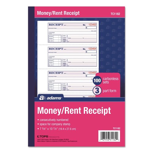 ABFTC1182 - Adams TC1182 Tape Bound Money/Rent Receipt Book