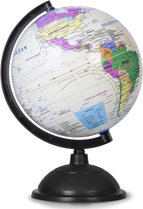 KISEER 8-Inch Rotating World Globe - Educational Spinning Earth for Kids | White Stand
