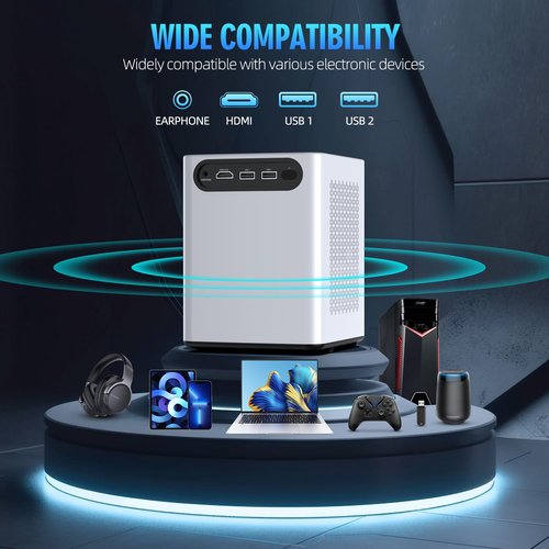 Projector with 5G WiFi and Bluetooth, 4K HD 20000L Portable Movie Projector with Mini Tripod, Outdoor Projector for Home Theater Compatible with iOS/Android/Laptop/TV Stick/USB/PS5