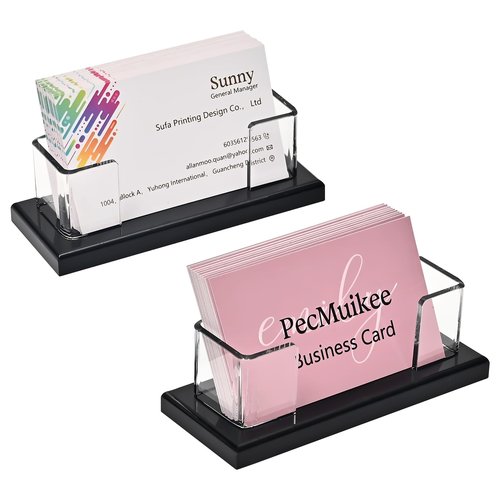 PecMuikee Business Card Holder for Desk，Acrylic Business Card Display Stand,Multiple Business Card Holders for Office, Exhibition, Home, Restaurant 1Slot 2 Pcs