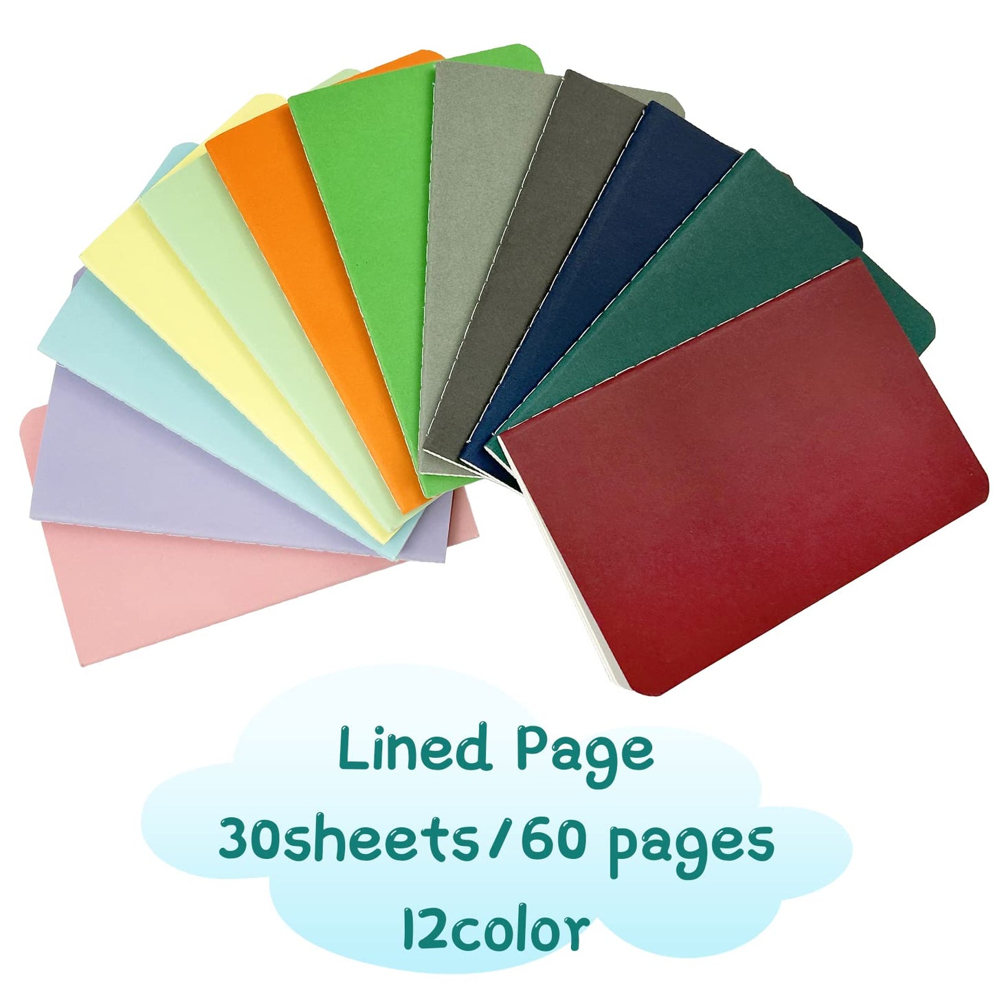 Rinrda Small Notebooks 60 Pack Mini Notebooks bulk Pocket Notebooks set,journal bulk 3.5"x5.5" Colorful Cover Lined Notepad,30 Sheets/60 Pages