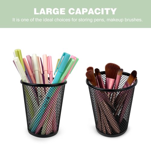 Zmarthumb 12 Packs Pen Holders, Mesh Pen Cup, Metal Pencil Holders for Desk, Multifunctional Organizer for Office School Home Makeup Brush (Black)