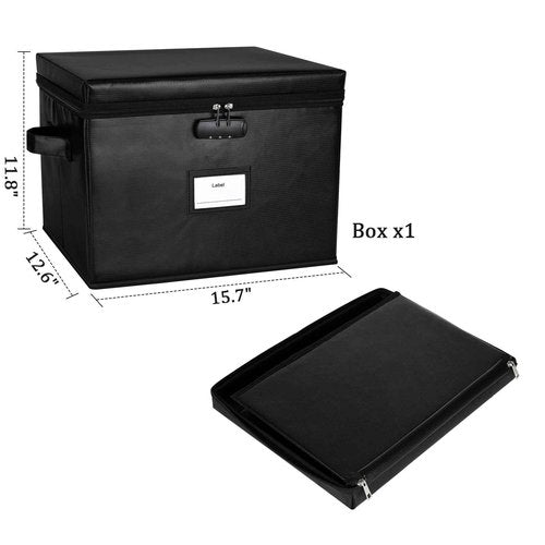 File Box Fireproof Document Box with Lock, Document Safe File Storage Organizer Boxes for Next of Kin Estate Planing Organizer End of Life Planner (Box, Black)