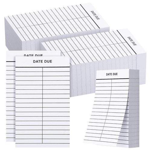Faccito 500 Pcs Peel and Stick Date Due Slips, Library Due Date Cards 3 x 5 Inches Library Card Pockets for Book Checkouts School Nursery Classroom Supplies, 2 Columns
