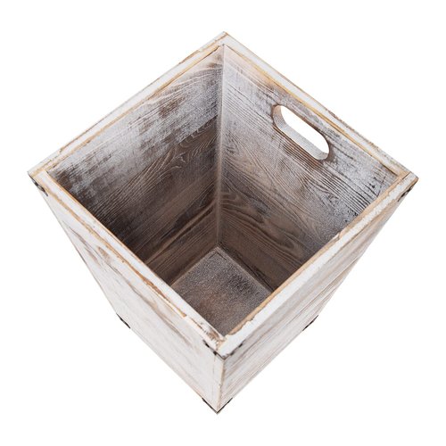 VERGOODR Farmhouse Style Wooden Square Trash Can with Cutout Handles Decorative Metal Wastebaskets for Bedroom,Living Room, Bathroom & Office,Waste Bin Trash bin