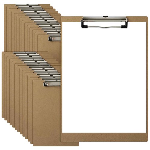 HappyHapi 28 Pack Clipboard 8.5 x 11 Letter Size Clip Boards Bulk, A4 Wooden Hardboard Office Clipboards Pack for Classroom, Work-Meetings, Brown