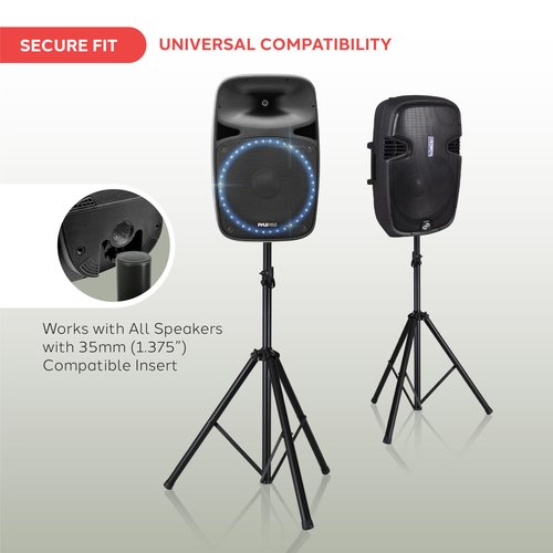 PYLE-PRO Universal Speaker Stand Mount Holder - 6’ft Heavy Duty Tripod w/Telescoping Height Adjustment 40” to 71” 35mm Compatible Insert Knob Style Lock Perfect for On-Stage or in-Studio Use AZPSTND2