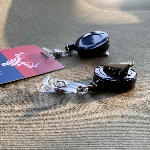 QREEL - 100 Pack - Retractable ID Name Badge Holder Reels with Swivel Alligator Clip (Black, 100 Pack)