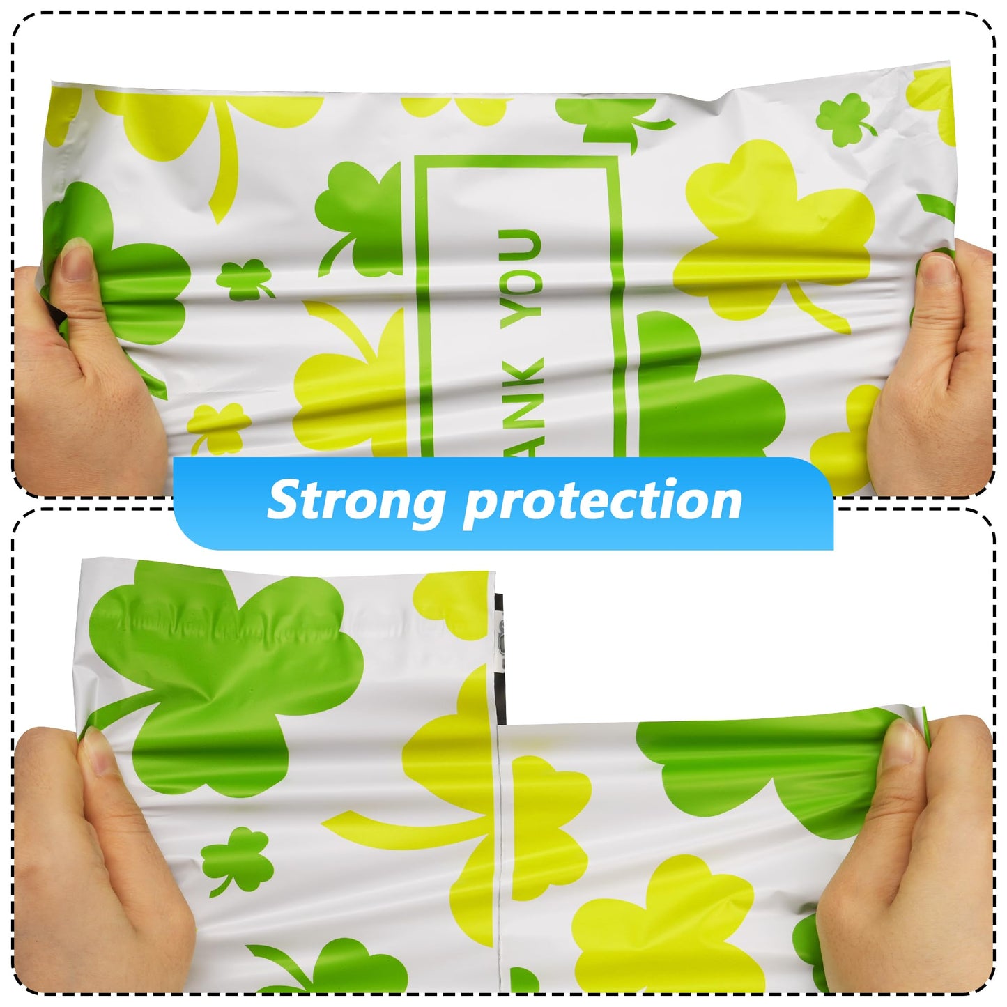 Jowlroel St Patrick's Day Poly Mailer 14.5x19 Inch 50 Pcs, Waterproof and Tear-Resistant Shipping Bags for Clothing, Poly Bags for Shipping, Clovers Printed Packaging Bags
