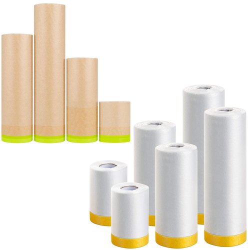 MyLifeUNIT Masking Paper, 10 Pack Masking Film with Tape for Automotive Painting Covering