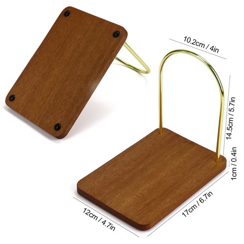 Multibey Ebony Wood Book Ends for Shelve, Large Decorative Bookends for Heavy Books, Non-Skid Wooden Book Stopper for Home Office Desk,1 Pair