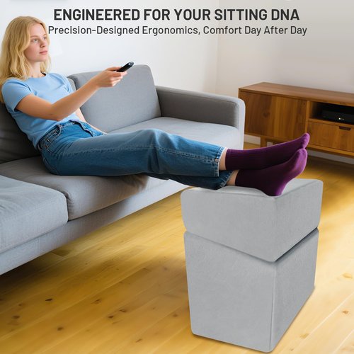 Spongiduits Ergonomic Under Desk Foot Rest & Stool for Work - 3D Adjustable Stackable Footrest w/Detachable Base, High-Density Support & Washable Cover for Office/Gaming/Travel (17×11×17in, Gray)