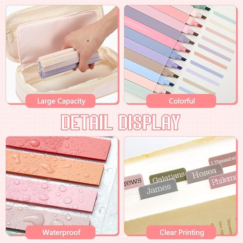 Chiisong Bible Journaling Kit - 73 Pcs Aesthetic Study Supplies with Highlighters & Gel Pens | Pink