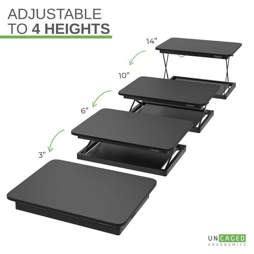 Changedesk Mini Small Standing Desk Converter Height Adjustable Desktop Sit-to-Stand Up Desk Riser Laptop Table Top Standing Converter, Black