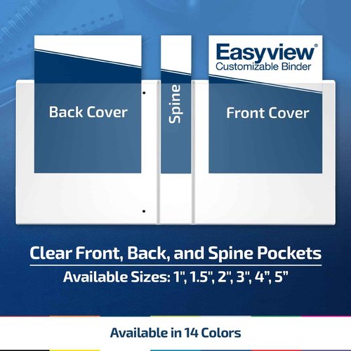 Easyview Premium 3-Ring Binders with Clear-View Covers and Round Rings, Binders for School or Office, 3 Inch, Pack of 6, Red