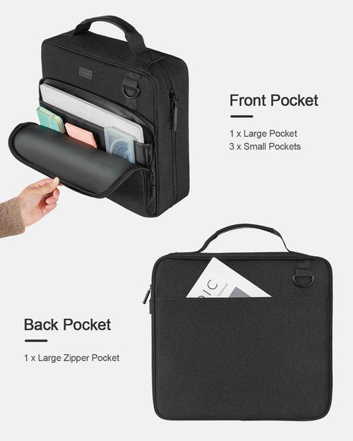 HINOOR 3-Inch 3-Ring Zipper Binder with Shoulder Strap, D-Ring Zip Up Binder with 700 Sheets Capacity, Compatible with 13" MacBook, 12.9" Tablet, for Middle School, College, Office (Black)
