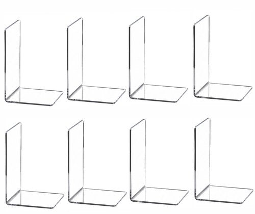 Clear Bookends for Heavy Books,8pcs Acrylic Book Shelf Organizer for Desk,Plastic Heavy Duty Book Holders Standand Invisible Bookshelf Dividers Decorative,Suitable for Office Home Weighted Bookends