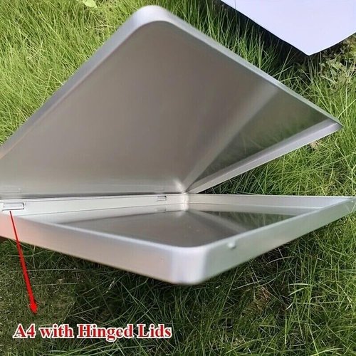 HAORUN Metal Storage Box A4 Size Silver Case 12x9 inch Lightweight Durable Portable