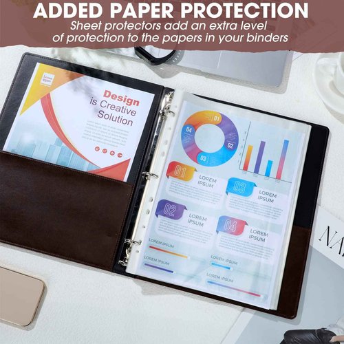 Yexiya 4 Pcs Vintage Hardback 3 Ring Binder Planner Portfolio Leather Round Ring Binder Organizer Holds 200 Sheets with 2 Inner Pockets, 13 x 10 Inch(1 Inch,Brown)
