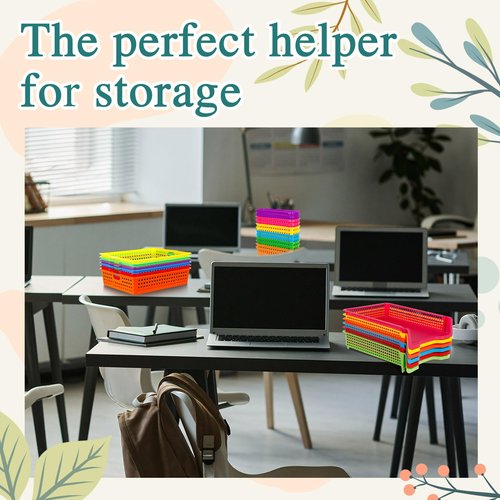 Boao 24 Pack Classroom Turn in Trays Plastic Paper Storage Bins with Pencil Baskets, Teacher School Turn in Bins Bulk, Stackable Storage Organizer for Office Desk Back to School Supplies