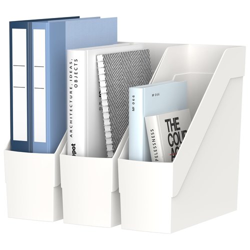 Delifox 3 Pack Magazine Rack, Plastic File Folder Bin Desk Organizer, White