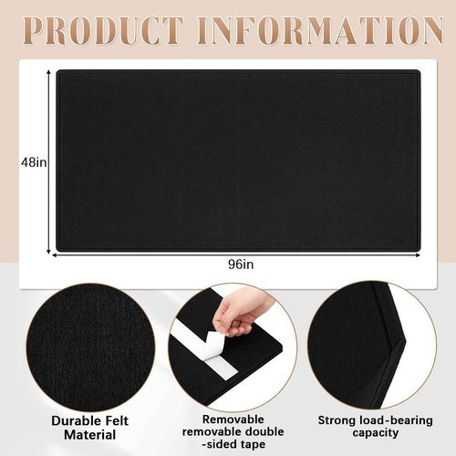 SmoothNovelty Felt Extra Large Bulletin Board, 96 x 48 Inches Decorative Felt Pin Board Alternative Foldable Picture Framed Display Board for School Home Office Kitchen Walls(Black)
