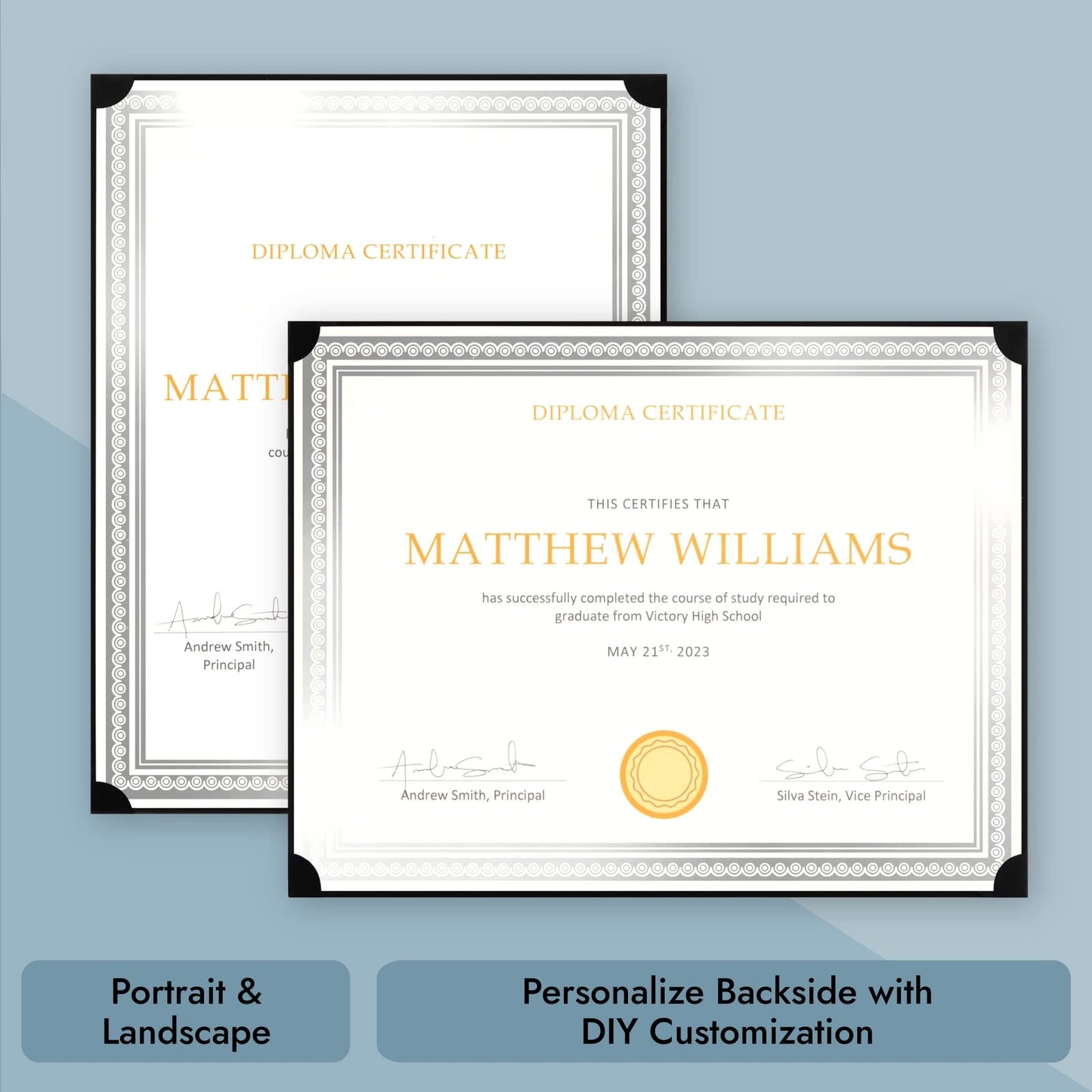 Certificate Holders - 48-Pack, Single-Sided, 8.5" x 11", Black - Bulk Diploma Covers & Certificate Folders for Employee Appreciation & Awards