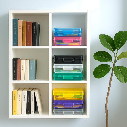 White Clear Large Plastic Hard Pencil Case Box for Girls Boys, Crayon Box for School Supplies and Office Supplies