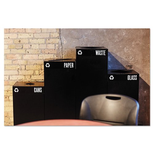 Safco 2981BL Public Square Recycling Receptacle Base, 25-Gallon, (Top Sold Separately), Black