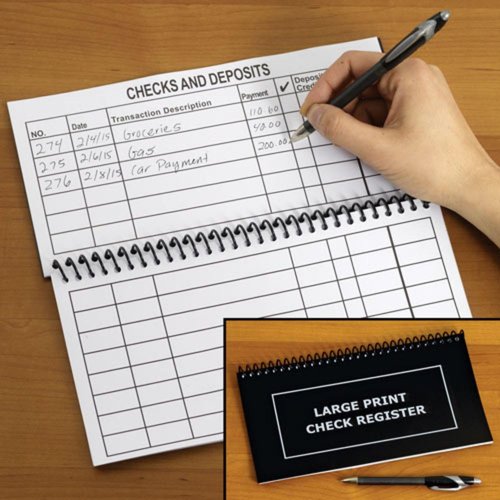 Jumbo Print Check Register Book - Large Print, Easy-to-Read, Spiral Bound, 56 Pages for Personal Accounting, Easy Transaction Reference, 10"L x 5¼"W
