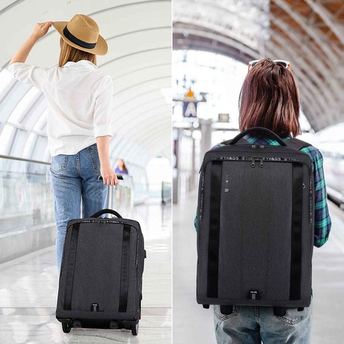 Rolling Backpack, Travel Backpack with Wheels, Rolling Backpack for Women Men, Carry on Luggage with Rolling Laptop Backpack for Work, Fit 17.3 Inch Notebook (Black)