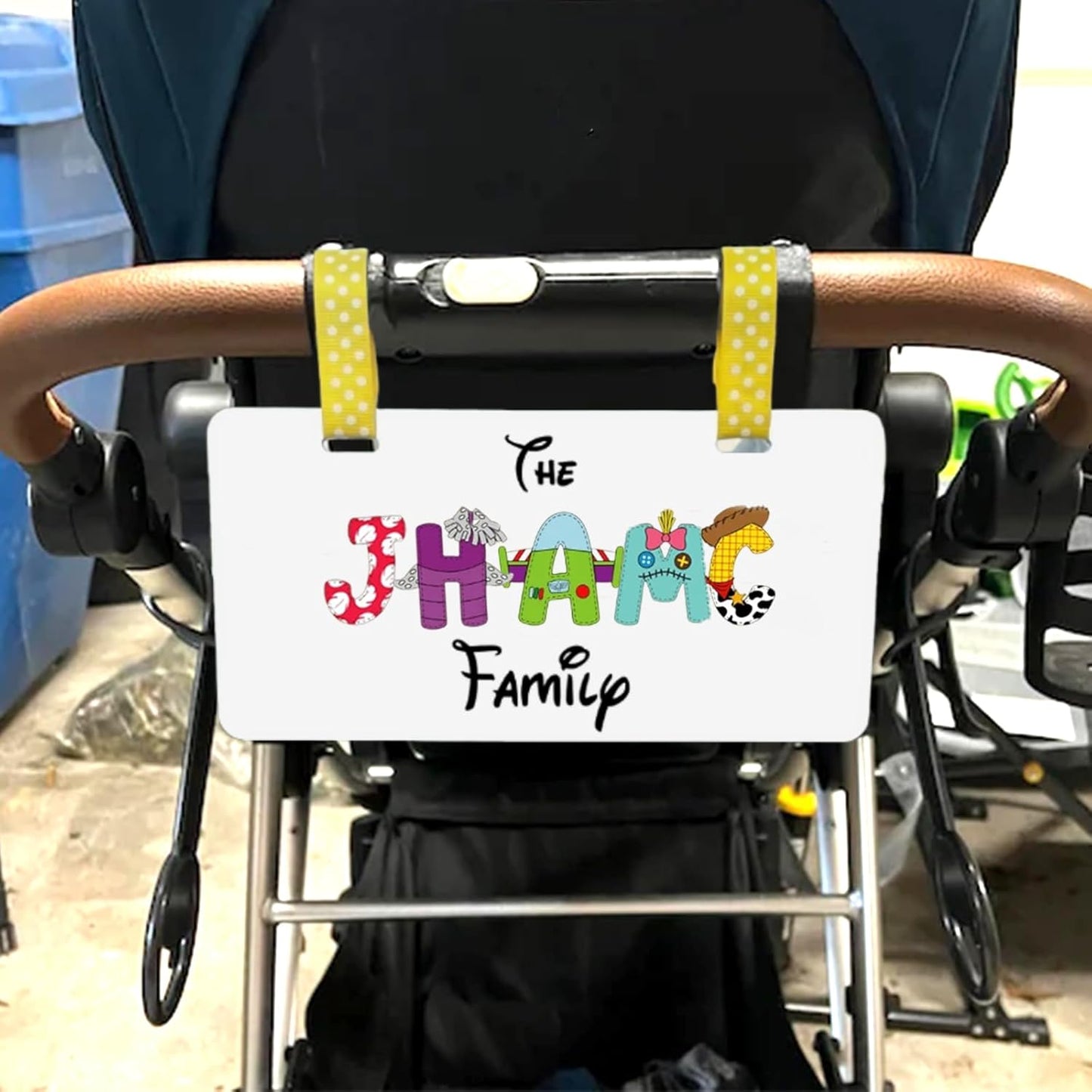 Skiennix Personalized Family Name Stroller Sign - Custom Acrylic Amusement Park Tag | 6x12 Inch