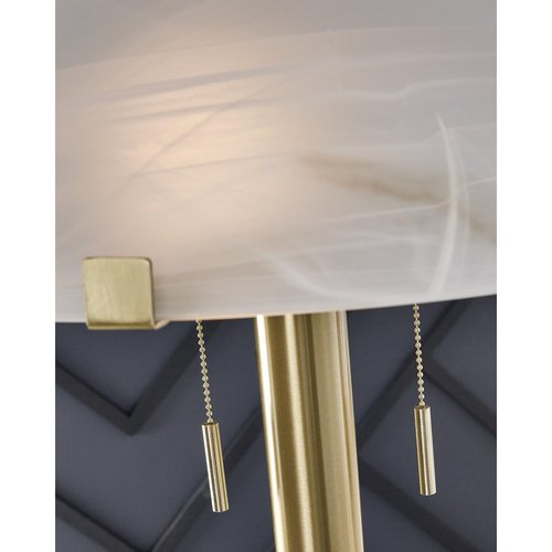 Signature Design by Ashley Tobbinsen Vintage Metal and Glass Floor Lamp with Pull Chain Switch and 2 Sockets, Metallic & White
