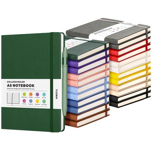 24 Pack Journal Notebooks for Work with 24 Pens, A5 Hardcover Notebook，Business Notebooks Bulk, College Ruled Notebook for Men, Leather Journal for Writing, 160 Pages, 100GSM Thick Paper (5.7" x 8.3")