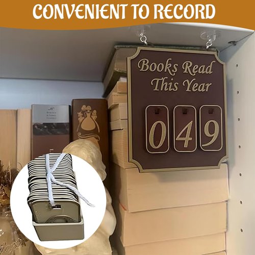 Handmade Wooden Hanging Bookshelf – Books Read This Year Counter & Bookish Wall Decor – Rustic Book Lover Sign for Home, Office, or Classroom (Pink)